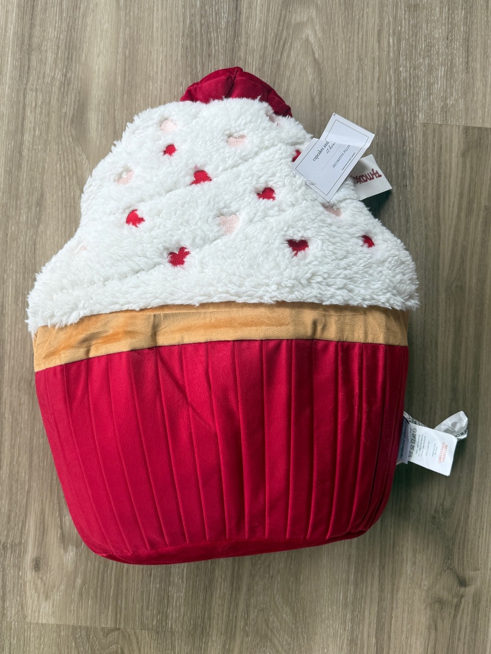 cupcakes & cashmere Red, White and Tan Cupcake Throw Pillow